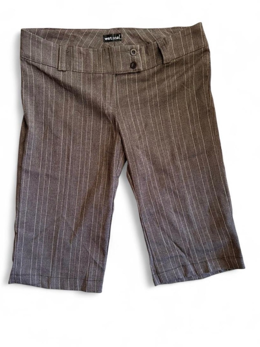 Wet Seal Brown Pinstripe High-Waist Shorts